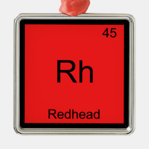 Rh - Rothaarige Haare Chemie Periodensystem-Symbol Ornament Aus Metall