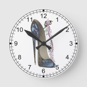 Rhapsodie in der blauen Stilett-Schuh-Kunst Runde Wanduhr