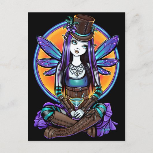 "Rhapsody" Gothic Absinthe Fairy Art Postkarte (Vorderseite)