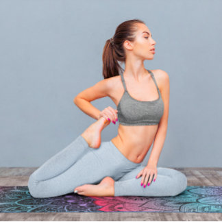 Rhapsody in Blue Pink Mandela Yogamatte