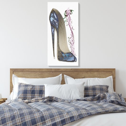 Rhapsody in Blue Stiletto Showkunst Canvas Print Leinwanddruck (Insitu (Schlafzimmer))