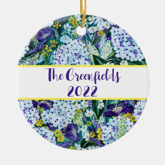 Rhapsody Poppy & Hydrangea Personalisiertes Orname Keramik Ornament (Vorne)