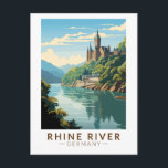 Rhein-Deutschland Abschnitt Reisen Vintag Postkarte<br><div class="desc">Rhein im Vektorart-Stil mit dem Anteil in Deutschland. Der Rhein ist einer der größten europäischen Flüsse. Der Fluss beginnt im Kanton Graubünden in den südöstlichen Schweizer Alpen.</div>