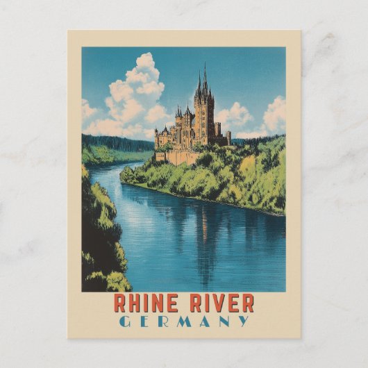 Rhein-Deutschland Vintage Travel Postkarte (Vorderseite)
