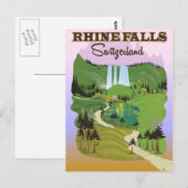 Rhein fällt Schweiz Reiseplakat Postkarte (Vorne/Hinten)