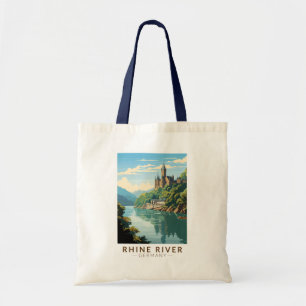 Rhein Fluss Deutschland Abschnitt Reise Kunst Vint Tragetasche