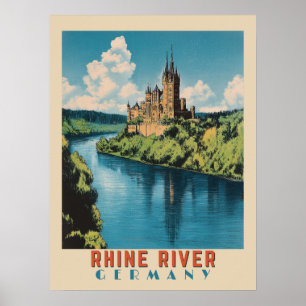 Rhein Fluss Deutschland Vintage Reise Poster