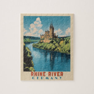 Rhein Fluss Deutschland Vintage Reise Puzzle