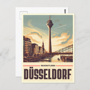 Rhein Tower Dusseldorf Rheinturm - Deutsche Schenk Postkarte
