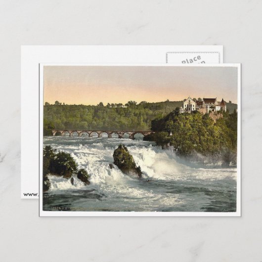 Rheinfall mit Schloss Laufen, Schiffchen. klassisc Postkarte (Vorne/Hinten)