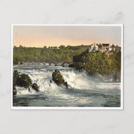 Rheinfall mit Schloss Laufen, Schiffchen. klassisc Postkarte (Vorderseite)