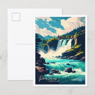 Rheinfall Schweiz Reiseillustration Postkarte