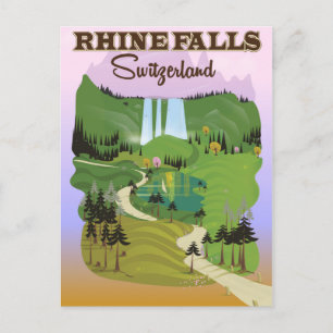 Rheinfall Schweiz Reiseplakat Postkarte