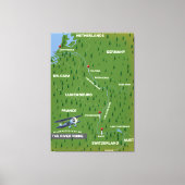 Rheinrückwärts-Reiseplan. Canvas Print Leinwanddruck (Vorderseite)