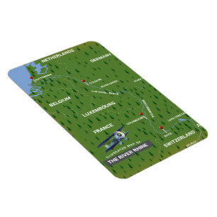 Rheinrückwärts-Reiseplan. Magnet