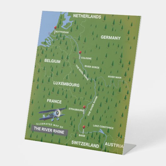 Rheinrückwärts-Reiseplan. Sockelschild (Vorderseite)