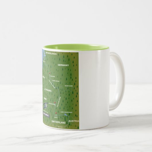 Rheinrückwärts-Reiseplan. Zwei-Tone-Tasse Zweifarbige Tasse (VorderseiteRechts)