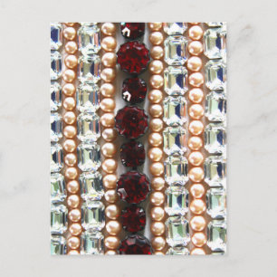Rheinsteine und Perlen - Vintage-Schmuck Postkarte
