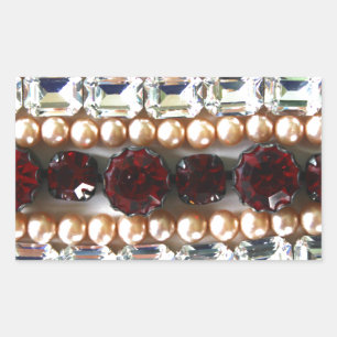 Rheinsteine und Perlen - Vintage-Schmuck Rechteckiger Aufkleber