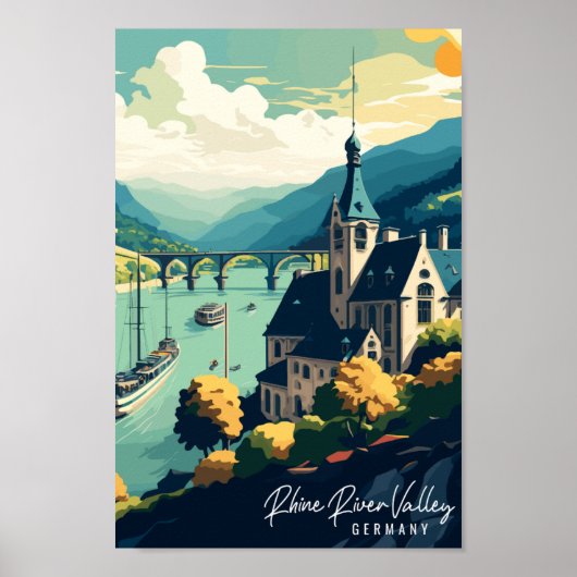 Rheintal Deutschland Vintage-Reiseort Poster (Vorne)
