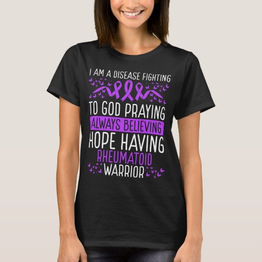 Rheumatoid Warrior Disease Awareness Ribbon T-Shirt (Vorderseite)