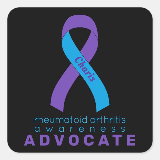 Rheumatoide Arthritis Advocate Schwarzer Quadrat S Quadratischer Aufkleber (Vorderseite)