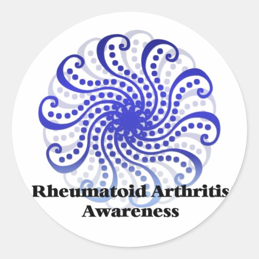 Rheumatoide Arthritis Awareness Blue Design 6 Runder Aufkleber (Vorderseite)