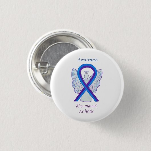 Rheumatoide Arthritis Awareness Ribbon Angel Butto Button (Vorne & Hinten)