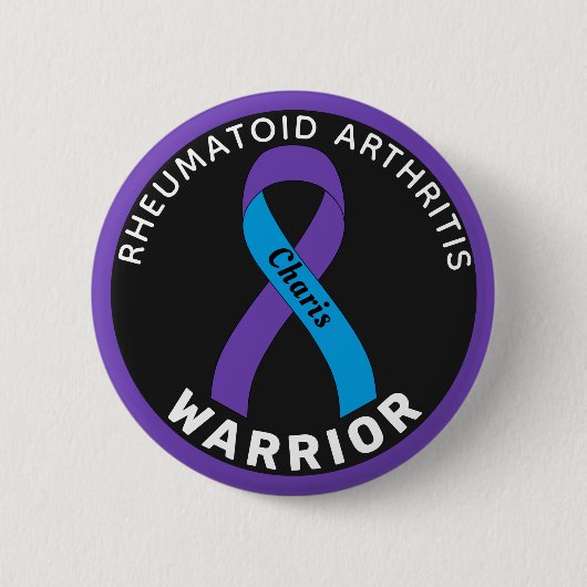 Rheumatoide Arthritis Warrior Ribbon Black Button (Vorderseite)