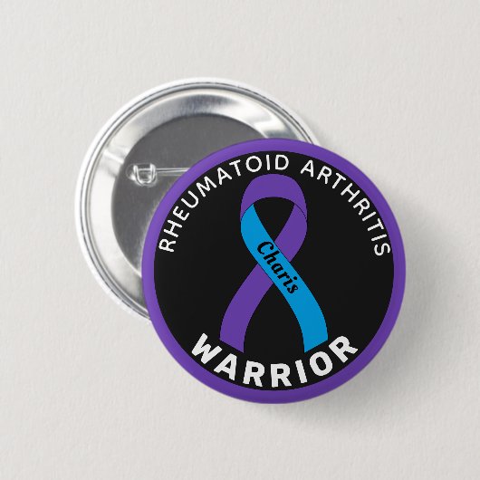 Rheumatoide Arthritis Warrior Ribbon Black Button (Vorne & Hinten)