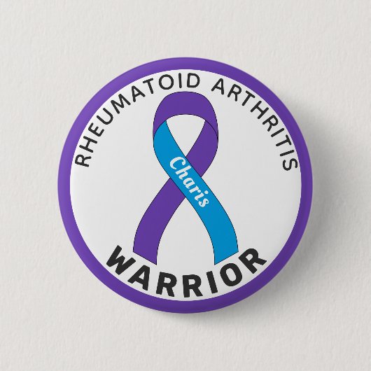 Rheumatoide Arthritis Warrior Ribbon weiße Taste Button (Vorderseite)