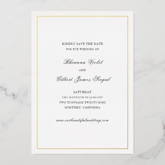 Rhianna Traditionelle Hochzeit speichern das Datum Folieneinladung (Vorderseite)