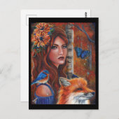 "Rhiannon" Göttin mit Vogel von Renee Lavoie Postkarte (Vorne/Hinten)