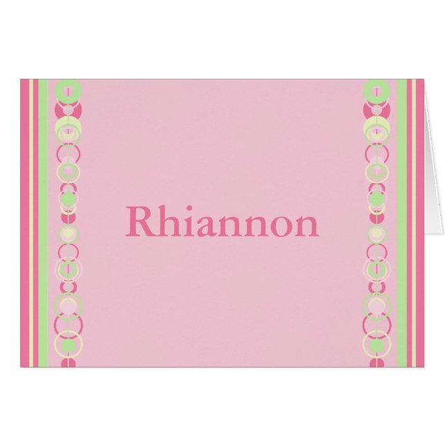 Rhiannon Modern Circle Individuelle Name Card (Vorderseite (Horizontal))