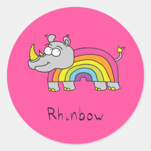 Rhinbow Nashorn-Regenbogen-Aufkleber-Rosa Runder Aufkleber