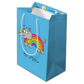 Rhinbow Nashorn-Regenbogen-Geschenk-Tasche Mittlere Geschenktüte (Rückseite Schrägansicht)