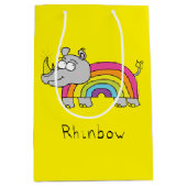 Rhinbow Nashorn-Regenbogen-Geschenk-Taschen-Gelb Mittlere Geschenktüte (Vorderseite)