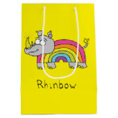 Rhinbow Nashorn-Regenbogen-Geschenk-Taschen-Gelb Mittlere Geschenktüte (Rückseite)
