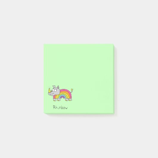 Rhinbow Nashorn-Regenbogen merkt Grün Post-it Klebezettel (Vorderseite)