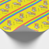 Rhinbow Nashorn-Regenbogen-Packpapier-Gelb Geschenkpapier (Ecke)
