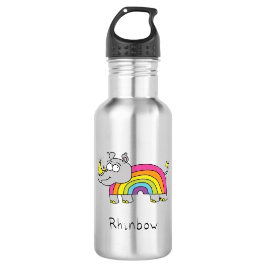 Rhinbow Nashorn-Regenbogen-Wasser-Flaschen-Silber Edelstahlflasche (Vorderseite)