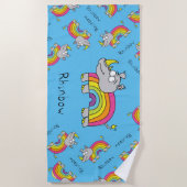 Rhinbow Rhino Rainbow Beach Handtuch (Vorderseite)