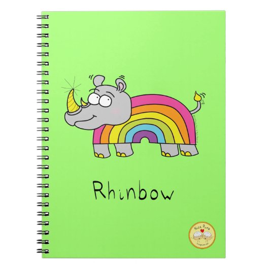 Rhinbow Rhino Rainbow Notebook Grün Notizblock (Vorderseite)