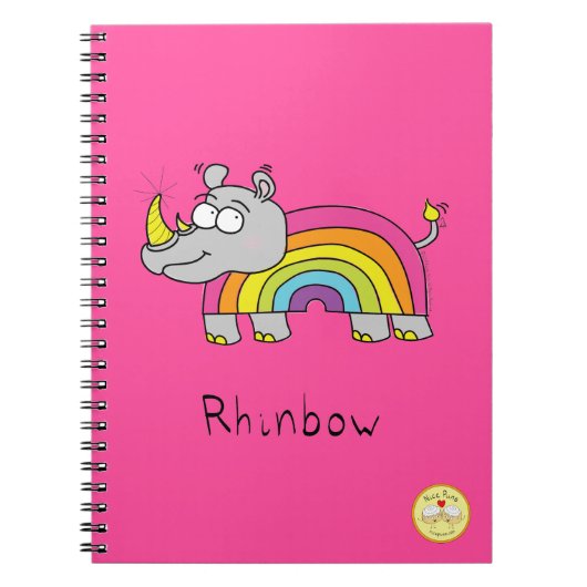 Rhinbow Rhino Rainbow Notebook Rosa Notizblock (Vorderseite)