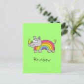 Rhinbow Rhino Rainbow Postkarte (Stehend Vorderseite)