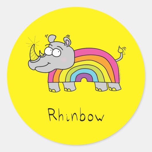 Rhinbow Rhino Rainbow Stickers Yellow (Vorderseite)