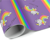 Rhinbow Rhino Rainbow Wrapping Paper Lila Geschenkpapier (Rolleneckpunkt)