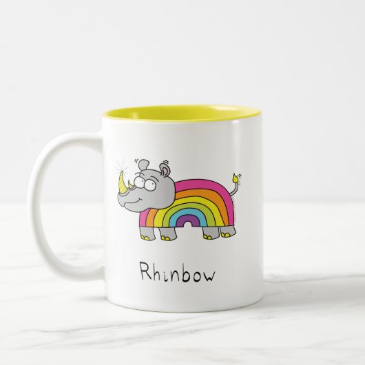 Rhinbow Rhino-Regenbogen-Kaffee-Tassen-Gelb Zweifarbige Tasse (Links)
