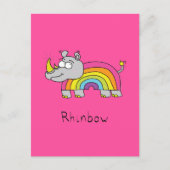 Rhinbow Rhino Regenbogen Postkarte Rosa (Vorderseite)