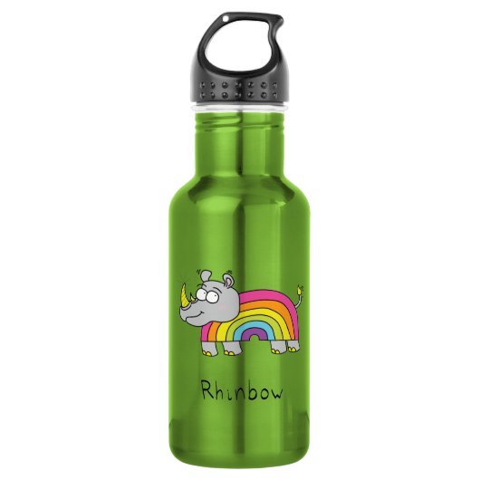 Rhinbow Rhino Regenbogen Wasser Flasche Grün Edelstahlflasche (Vorderseite)